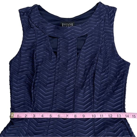 Enfocus Studio size 10 navy blue sleeveless mini dress with cutouts around chest - Picture 6 of 9